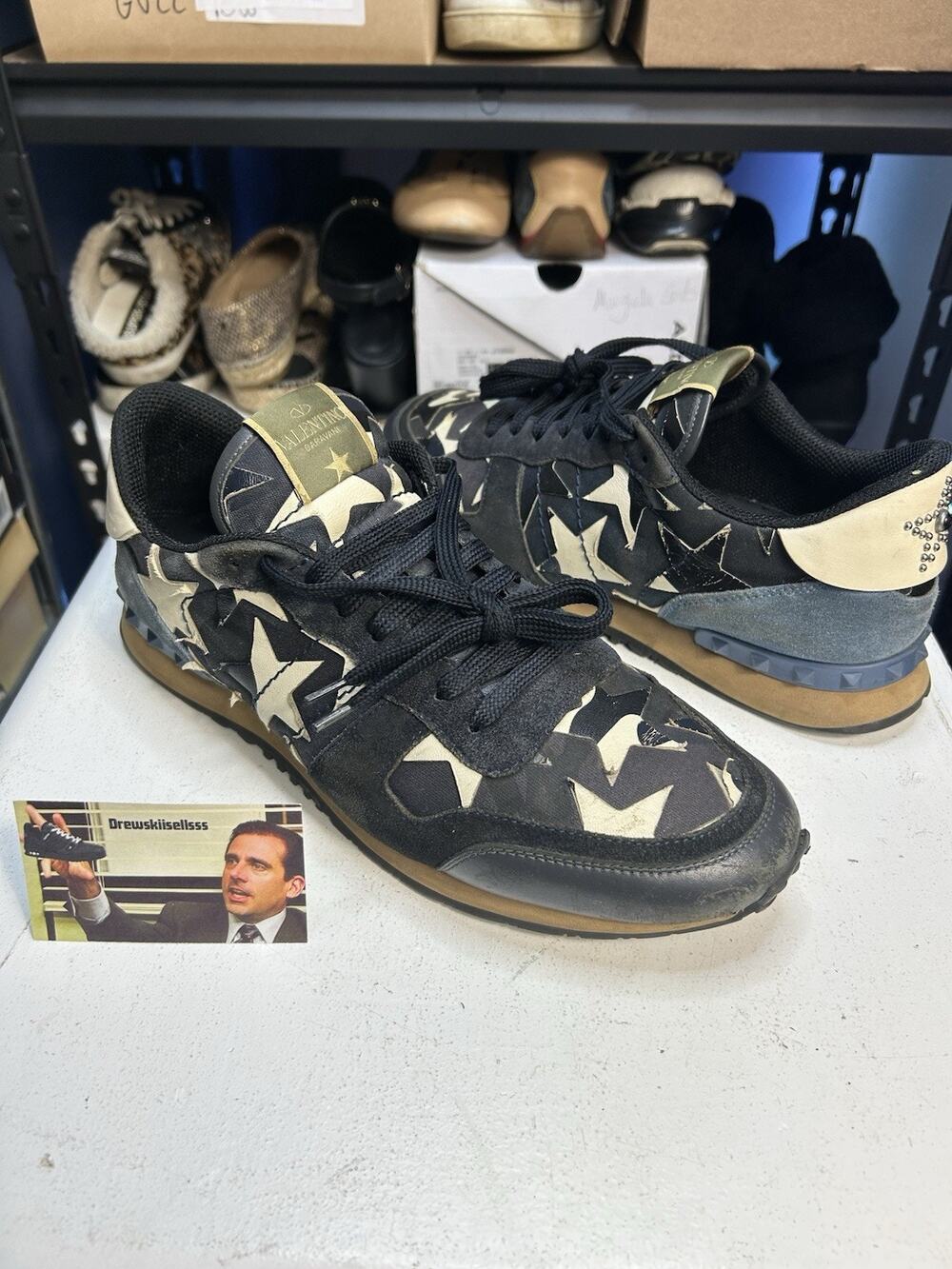 Valentino Garbanzo Star Studded Camo Low Top Sneaker Size 43.5 EU / 10.5 US Mens